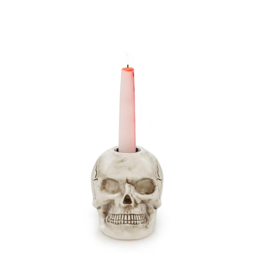 Halloween Skull Porcelain Taper Holder